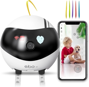 Air Home Security Pet Camera, 2 Way Talk, Night Vison, Wireless APP Remote Control Indoor Security Camera, Movable Rechargeable Cam for Dog/Cat/Baby, SD Card Storage