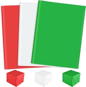 60 Sheets Christmas Tissue Paper Assortment 14 X 20 Inch Red Green White Gift Wrapping Tissue Paper Bulk for Holiday Gift Crafts Bags and Party Decorations