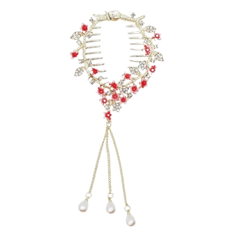 Cherry Blossom Flower Claw Clips Hair Stick Hairpin for Women, Camellia Cherry Blossom Butterfly Hair Claw Clips with Tassel Metal Pearl Nonslip Clamps Accessories for Thick Long Hair (Style 6)