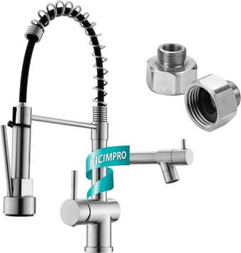 Kicimpro Faucet for Kitchen Sink, Commercial Kitchen Faucet with Pull Down Sprayer Brushed Nickel,1/2 to 3/8 Reducer Kicimpro 3/8 Female to 1/2 Male Adapter