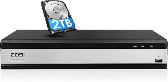 DVR for Security Camera,H.265+ Full 1080P Video Recorder with Remote View,Motion Detection,16 Channel Hybrid 4-in-1 Surveillance CCTV DVR for 960H,CVI,TVI,AHD Home Cameras System(2TB Hard Drive)