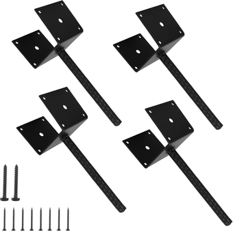 4 Pack Concrete Post Anchor 4x4 Post Base Bracket U Shape Fence Post Holder Black Pergola Brackets Deck Post Base