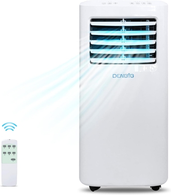 Portable Air Conditioner 300-400 Sq. ft, 3-in-1 Air Conditioning, Dehumidifier and Cooling Fan with 2 Fan Speeds, Digital Display, Remote Control, 24-hour Timer,White