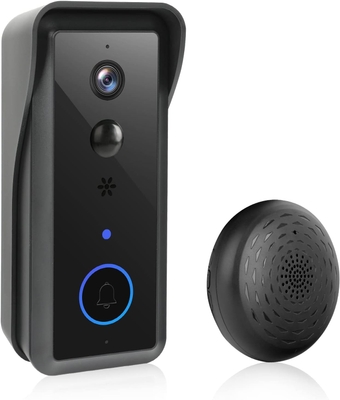 Video Wireless Doorbell, Camera with 2 Way Audio,1080P FHD, Night Vision, PIR Motion Detection, Real-time Notifications, Cloud Storage with Wide Angle - Black