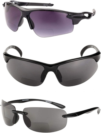 'The Allstars' 3 Pair of our Most Popular Bifocal Sport Wrap Unisex Sunglasses
