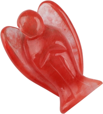 Cherry Quartz Guardian Angel Figurines,Crystals Gemstone Carved Mini Statue for Love,Peace & Healing 1.5 inch