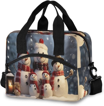 Insulated Lunch Bag for Women Men Christmas Snowman Leakproof Lunch Box Reusable Cooler Tote Bag with Adjustable Shoulder Strap for Work Outdoor Picnic