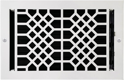 Ceiling & Wall Vent Cover - 6x10 inch, Antique Style Design, Matte White Finish, Metal Damper Attached, Measure Wall Hole Dimensions (not for Floor use).