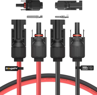 30 Feet 10AWG Solar Extension Cable with Solar Connector on Both End with Extra Free Pair of Connectors Solar Panel Adaptor Kit Tool (30FT Red + 30FT Black)
