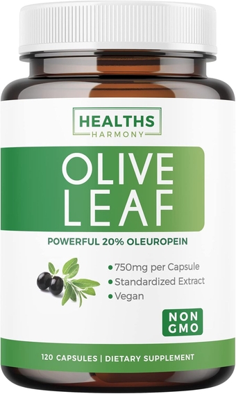 Olive Leaf Extract (Non-GMO) Super Strength: 20% Oleuropein - 750mg - Vegetarian - Immune Support Supplement, Skin Health, and Powerful Antioxidants Supplement - No Oil or Liquid - 120 Capsules