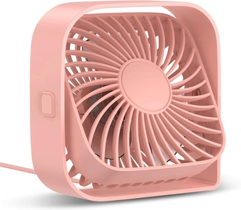 Small Fans for Rooms 360° Air Supply 3 Gears Adjustable, usb Fan Portable Fan for Bedroom Quiet 12.3 * 12 * 5.5cm 4 Colors (Color : Pink)
