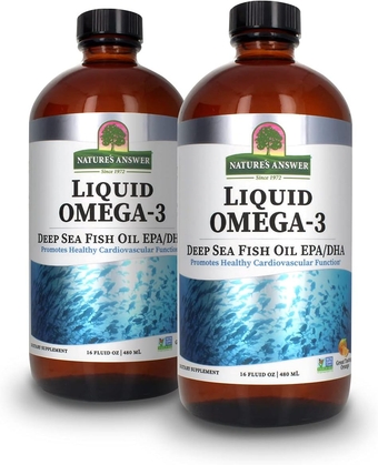 Liquid Omega-3 | Deep Sea Fish Oil with EPA/DHA Dietary Supplement | Cardiovascular Support | No Preservatives & Gluten-Free 16oz (Pack of 2)