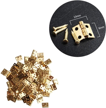 100Pcs Mini Brass Plated Hinge - Small Decorative Jewelry Box Hinges Parts