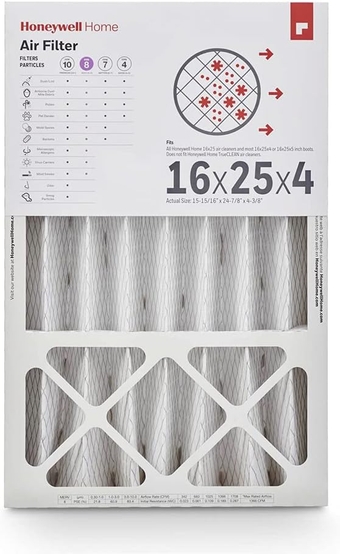 Home 16x25x4 MERV 8, AC Furnace Air Filter, 1 PACK (CF408F1625-1PKAM)(Actual Dimensions: 15.63 x 24.75 x 4.38 in.) 1 Filter