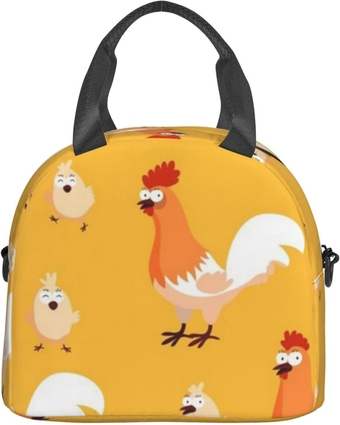 Insulated Lunch Box for Women Men Chicken Chick Lunch Bag with adjustable sling for Work