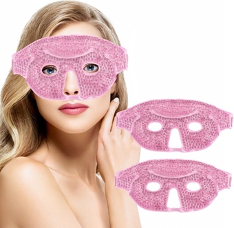Cold Face Eye Mask, Cooling Mask, Reusable Cold Mask for Hot and Cold Treatment for Eye Strain, Eye Swelling, Eye Redness, Puffy Eyes, Dark Circles, Smooth Fine Lines, and Eye Recover. 2 PCS, Pink