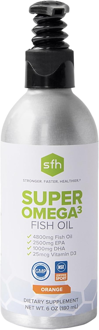 Super Omega 3 Orange Fish Oil + Vitamin D Highly Concentrated 3900mg Omega 3 + 1000IUs Vitamin D3 | Sustainably Sourced Alaskan Pollock | Liquid Flavored Fish Oil for Heart Joint Brain Health