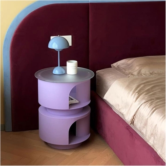 Small Side Table Small End Table with Cat House Cat Bed,Side Table Nightstand Coffee Table with Cat Bed Cat Condos for Living Room Bedroom Balcony Family and Office Sofa Table (Color : Purple)