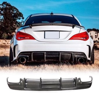 Real Carbon Fiber Rear Diffuser for Mercedes Benz CLA Class W117 C117 CLA220 CLA250 Sport & CLA45 AMG Sedan 2013-2019 Lower Bumper Lip Spoiler Body Kit（not for Base Model)