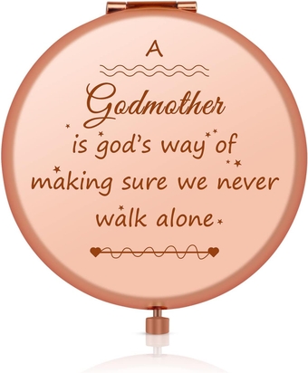 Godmother Gifts from Godchild Mother's Day Christian Gifts Rose Gold Compact Mirror Religious Gifts for Godmother Bible Verse Gift Birthday Gifts for Mother Christmas Thanksgiving Gifts for Godmother