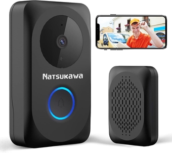 Doorbell Camera Wireless - Smart WiFi Video Doorbell with Chime- App Alerts, IP65, Night Vision, 2 Way Audio Door Bell Kits, Powered Smart Security Camera Video Wireless Doorbell for Home