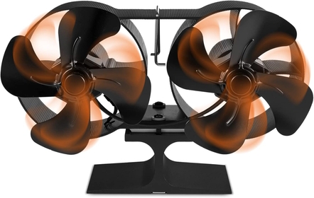 Wood Stove Fan, 8 Blades Stove Fan, Non Electric Dual Fan for Heater, Circulating Warm Air Saving Fuel Efficiently Heat Powered Stove Top Fans for Gas/Pellet/Wood/Log Burner Stove