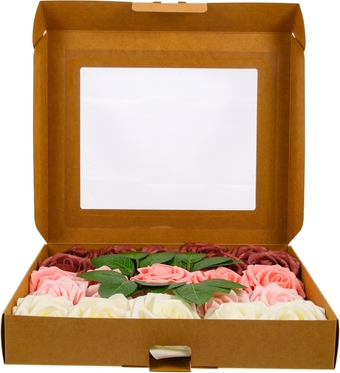 25pcs Flowers Decorate Artificial Flowers Gift Box Bulk Essential Oil Vintage Bouquet of Flowers Artificial Bouquet Wrapping Bags Bride Gifts Wedding Bride Flower Gifts Round
