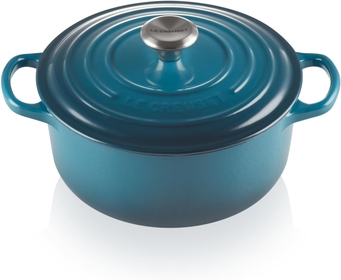 Signature Enamelled Cast Iron Round Casserole Dish With Lid, 20 cm, 2.4 Litres, Deep Teal, 21177206422430