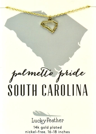 State Necklace 14K Gold-Dipped Pendant on Adjustable 16”-18” Chain