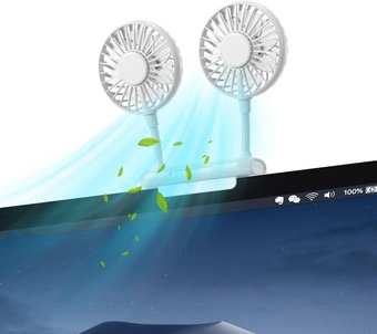 Monitor Clip Fan Cooling Fan, Desktop Fan with 3 Speeds Strong Airflow 360 Degree Wind Office Fan, Table Fan with Sturdy Adjustable Clamp, Personal Fan USB Fan for Office (White)