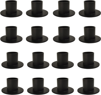Gute Taper Candle Holder, Candle Holders for Pillar Candles, Matte Black Candlestick Holder Centerpieces for Home Decoration, Wedding Anniversary, Party, Housewarming Gifts,Set of 16,Round