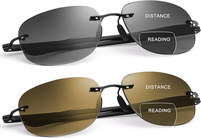 2 Pairs Bifocal Reading Glasses Blue Light UV400 Protection Sport Sunglasses Far and Near Dual Use for Men Women Eyewear
