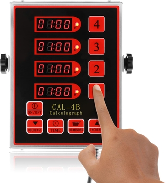 4 Channel Digital Kitchen Timer Cooking Loud Alarm Stainless Steel Clock Hours and Minutes Seconds Volume Control Electronic Calculator