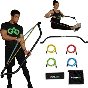 Original  Bow Portable Home Gym Resistance Bands and Bar System for Travel, , Weightlifting and Exercise Kit, Full Body Workout Equipment Set