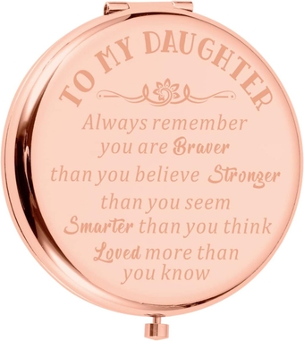 Daughter Gift Christmas Stocking Stuffers for Teen Girls Compact Mirror for Daughter Birthday Inspirational Make Up Gifts for 16th 18th 21st Teenage Girls Graduation Valentines Gift