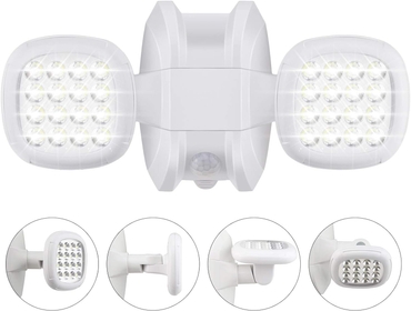 Motion Sensor Light Outdoor Battery Powered Outside Security Flood Light Cordless IP65 Waterproof 32 LED Dual Head Spotlights, Motion Detector Lights for House Garage Porch Garden Shed