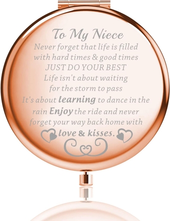Niece Compact Mirror to My Niece Birthday Graduation Gift from Aunt Uncle Niece Travel Mirror Pocket Makeup Mirror Gift for Her (1)