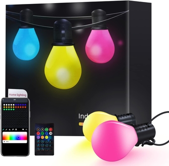 Outdoor Smart String LightsAPP Control,50ft Outdoor String Lights Waterproof,Color Changing String Lights with 25 Bulbs,RGB G40 Led String Lights Outdoor,Outdoor Lights for Patio Music Sync
