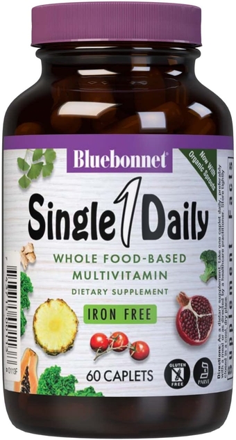 BlueBonnet Super Earth Single Daily Multi-Nutrient Formula Iron Free Caplets, 60 Count (743715001138)