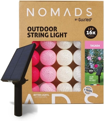 Nomads - LED String Lights Outdoor - Waterproof IP55 - High Efficiency Solar Panel - Automatic ON/Off - 16 Cotton Balls 9.84ft 3m - Tagada