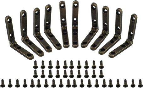 10Pcs Small Hinges 90 Degree Decorative Folding Hinges for Jewelry Box Wooden Case Chest Toolbox with Screws, 30x6mm/1.18"x0.24", Antique Bronze