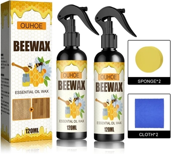 2PCS Beeswax Furniture Polish, Original beeswax furniture polish, Natural Micro-Molecularized Beeswax Spray, Furniture Beeswax Polish and Cleaner Spray