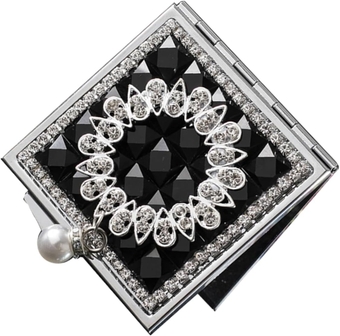 1pc Folding Vanity Mirror Vintage Mini Pocket Mirror Small Mirror Crystal Small Makeup Mirror Purse Mirror Rhinestone Cosmetic Mirror Compact Mirror Metal Travel Beauty Mirror Bulk