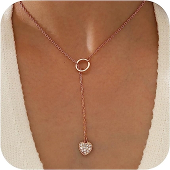 Gold Heart Necklace for Women Dainty Tiny 14k Gold Filled Heart Pendant Choker Necklaces Small Gold Love Open Heart Chain Necklace for Women Cute Minimalist Jewelry Gold Necklace Gifts for Her