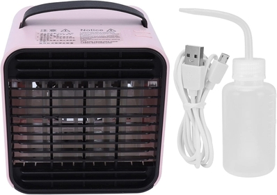 Mini Negative Ion Air Conditioner Fan Pink USB Charging Air Cooler Compact for Dormitory Home