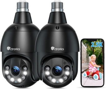 2.5K 4MP Light Bulb Security Camera, 2.4/5GHz WiFi Indoor/Outdoor Camera, 355° PTZ IP Surveillance Camera Wireless for Home Security, Human Detection, Auto Tracking, Color Night Vision, 2PCS