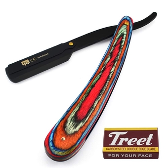 Barber Hair Shaving Razor Multi Color Wooden Handle Straight Edge Folding Knife Men Cut Throat Shaver Blades