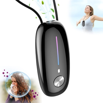Personal Air Purifier, Wearable Air Purifier Necklace, Portable Mini Air Ionizer Eliminates Pollen,Smoke,Dust for Outdoor,Travel(Black)