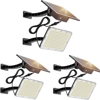299 LED Solar Lights Outdoor Bright Solar Dusk to Dawn Light with 4000mAh Battery, IP65 Waterproof Outdoor Solar Powered Security Flood Light for Wall Porch Shed Barn Garage, Black