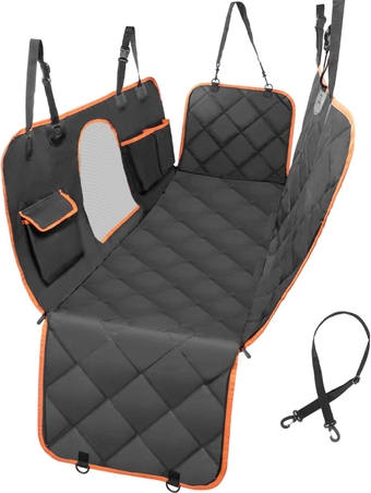 Dog Car Seat Cover, XL Convertible Nonslip Waterproof Dog Backseat Hammock for Car Truck with Mesh Visual Window and Zipper Side Flaps, PetRear Car Seat Protector for Dogs, 60 * 64 in